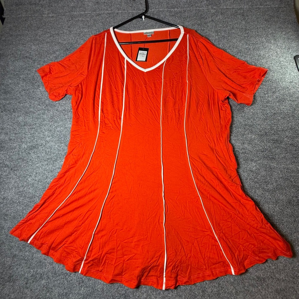 Avenue Womens‎ Plus Mango Orange Tunic Swing Panel V-Neck Top Size 18/20 NWT